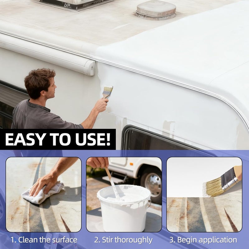 ROSEUP RV Roof Sealant & Coating – Liquid Rubber Waterproof Sealant for RV, Camper, Trailer Roof Repair, Leak Proof, DIY Application – 1 Gallon Kit - Image 4